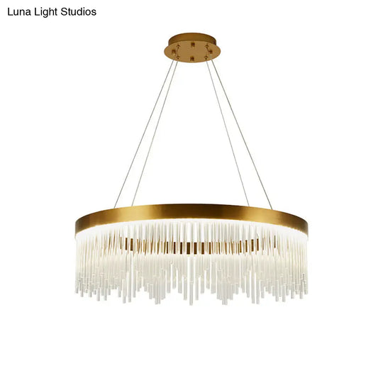 Simple Ring Crystal Icicles Chandelier Led Ceiling Light - Gold Diameters: 16 23.5 & 31.5
