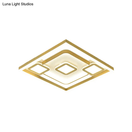 Gold Led Flush Mount Ceiling Light For Bedrooms - Simple & Elegant Metallic Fixture