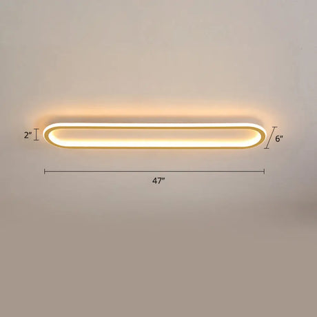 Gold Led Flushmount Light - Oblong Corridor Ceiling Mount Simple Metal Style / 47.5’ Warm