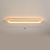 Gold Led Flushmount Light - Oblong Corridor Ceiling Mount Simple Metal Style / 47.5’ White
