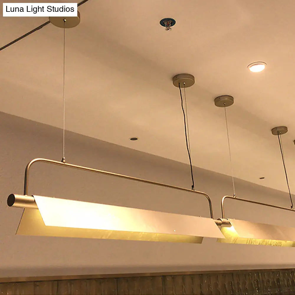 Gold Led Island Light Fixture - Metallic Colonial Rectangle Design For Restaurants