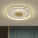 Gold Led Metal Flush Ceiling Lamp - 16’/19.5’ Simple Design Square/Round Fixture / 16’ Round