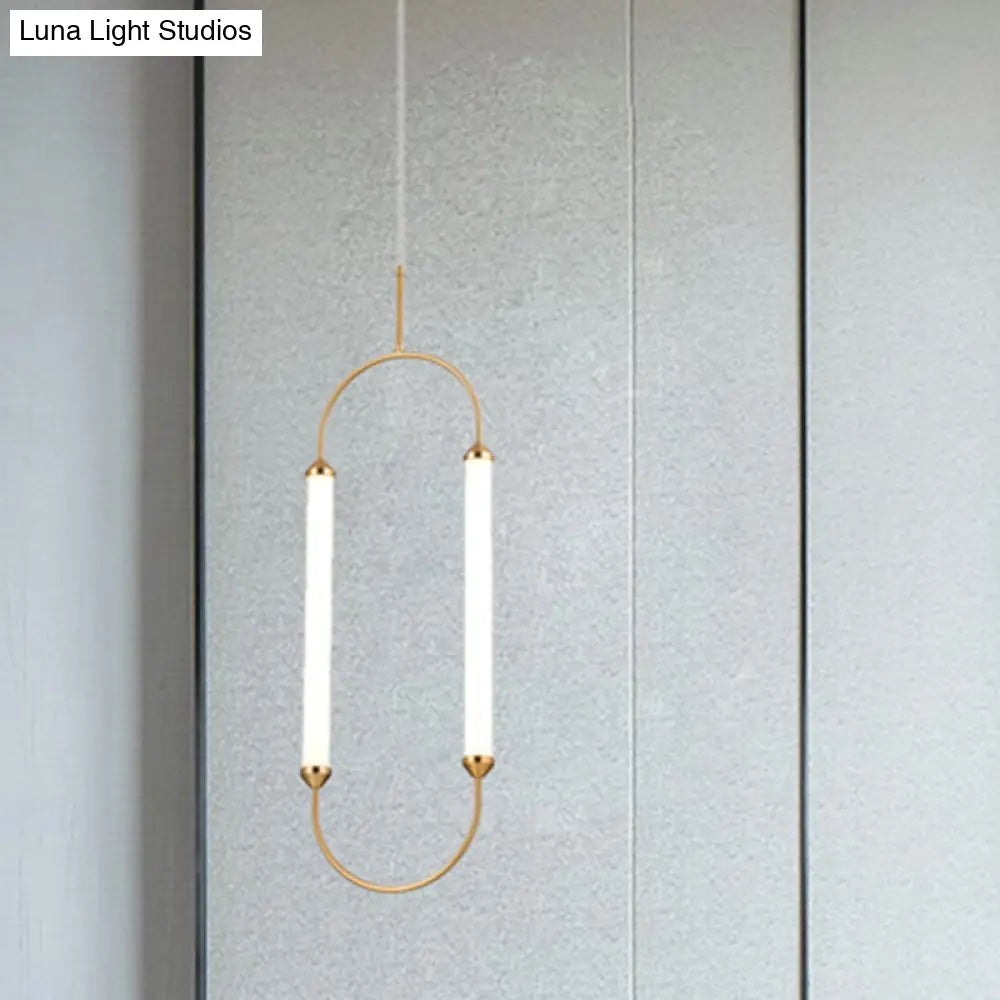 Gold Led Oval Pendant Lamp For Bedside Or Ceiling - 19.5’’/20.5’’/25’’ With Acrylic