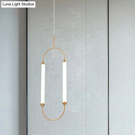 Gold Led Oval Pendant Lamp For Bedside Or Ceiling - 19.5’’/20.5’’/25’’ With Acrylic