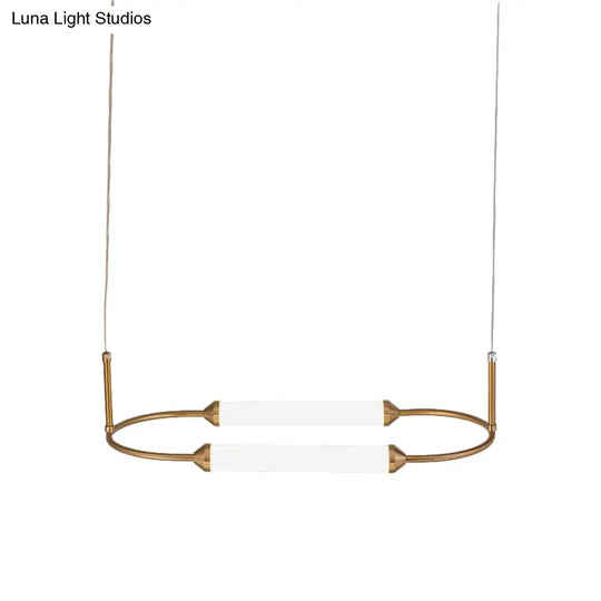 Gold Led Oval Pendant Lamp For Bedside Or Ceiling - 19.5’’/20.5’’/25’’ With Acrylic