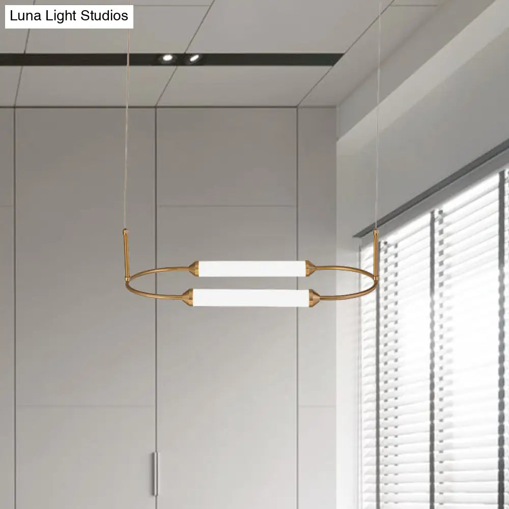 Gold Led Oval Pendant Lamp For Bedside Or Ceiling - 19.5’’/20.5’’/25’’ With Acrylic