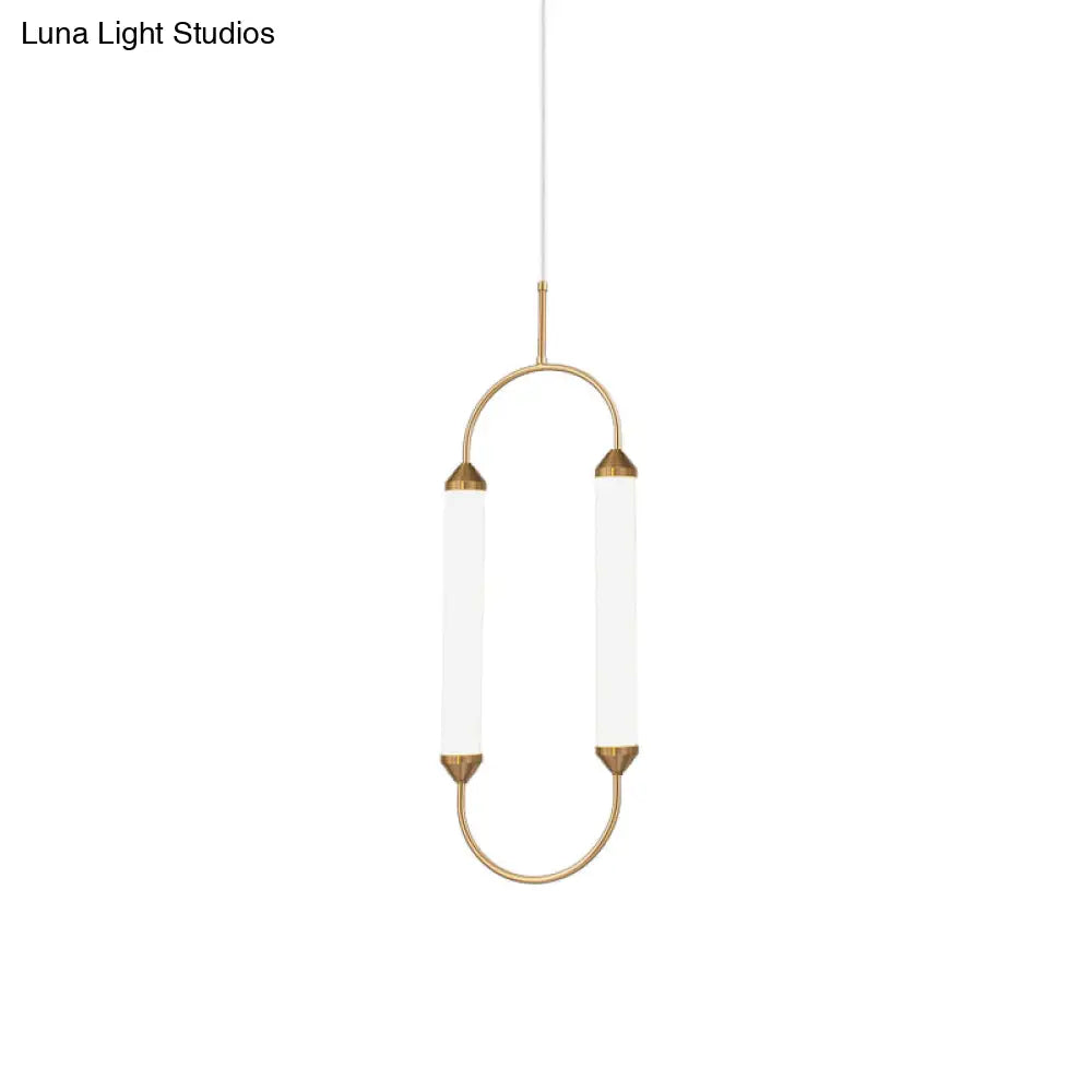 Gold Led Oval Pendant Lamp For Bedside Or Ceiling - 19.5’’/20.5’’/25’’ With Acrylic