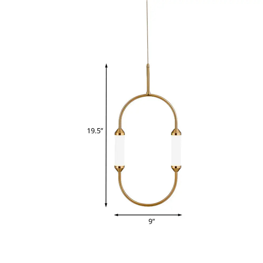 Modern Metallic Led Pendant Lamp In Gold With Oval Ring Design - Available 3 Sizes White/Warm Light