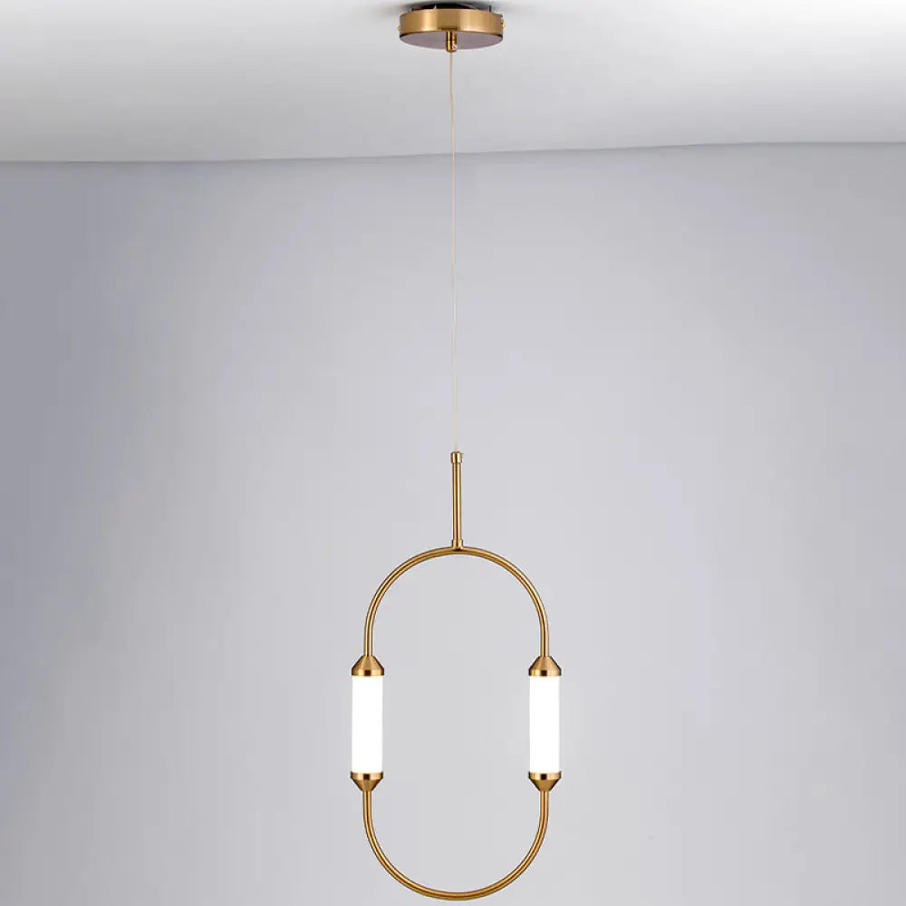 Gold Led Oval Pendant Lamp For Bedside Or Ceiling - 19.5’’/20.5’’/25’’ With Acrylic