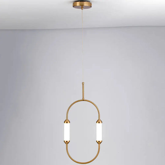 Gold Led Oval Pendant Lamp For Bedside Or Ceiling - 19.5’’/20.5’’/25’’ With Acrylic