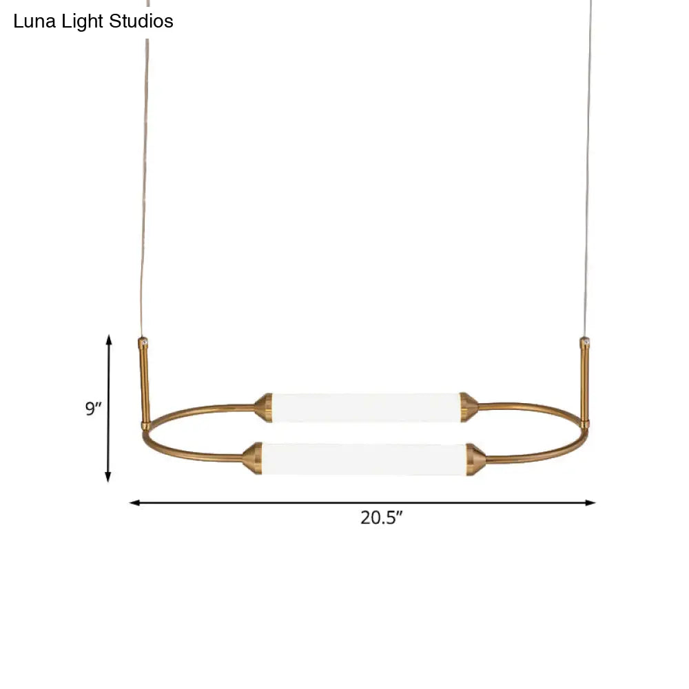 Gold Led Oval Pendant Lamp For Bedside Or Ceiling - 19.5’’/20.5’’/25’’ With Acrylic