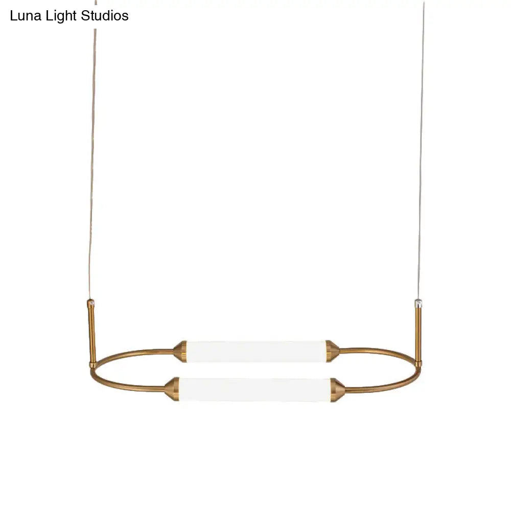 Modern Metallic Led Pendant Lamp In Gold With Oval Ring Design - Available 3 Sizes White/Warm Light