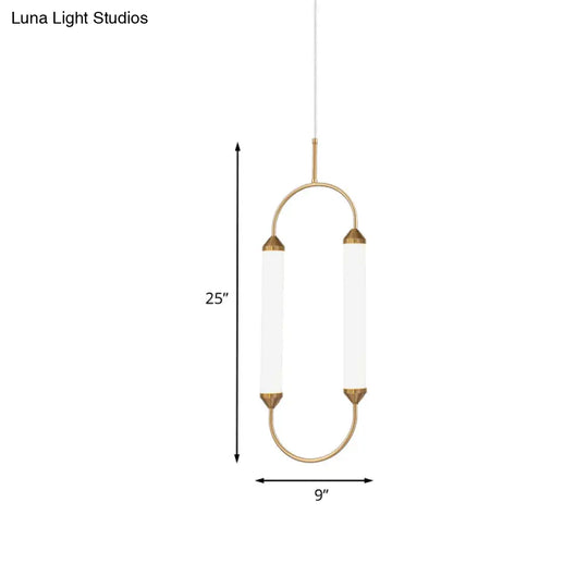 Gold Led Oval Pendant Lamp For Bedside Or Ceiling - 19.5’’/20.5’’/25’’ With Acrylic