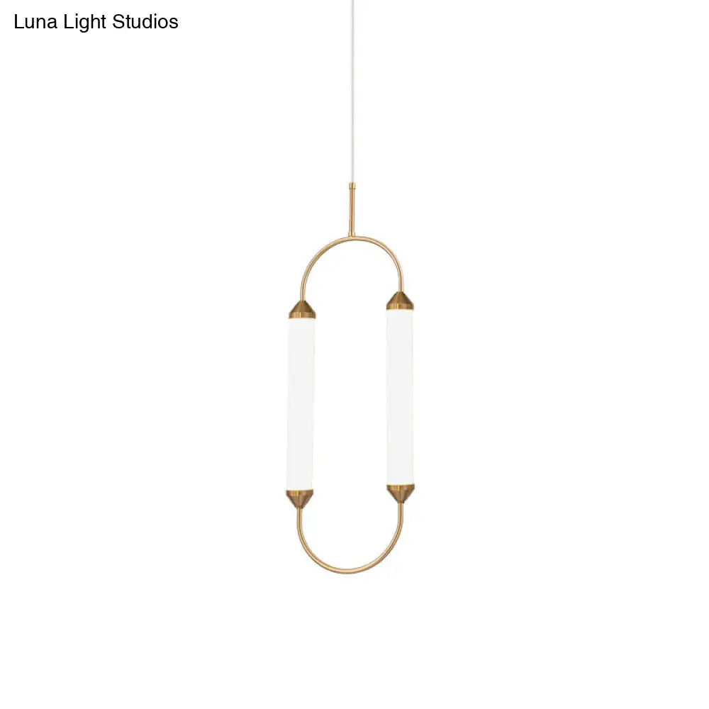 Modern Metallic Led Pendant Lamp In Gold With Oval Ring Design - Available 3 Sizes White/Warm Light