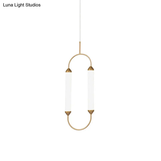 Modern Metallic Led Pendant Lamp In Gold With Oval Ring Design - Available 3 Sizes White/Warm Light