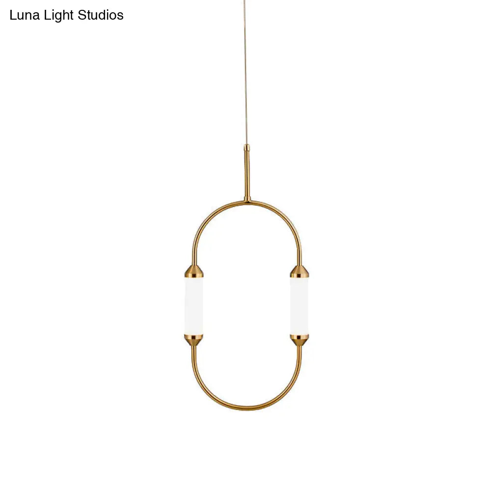 Modern Metallic Led Pendant Lamp In Gold With Oval Ring Design - Available 3 Sizes White/Warm Light