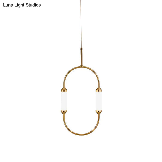 Modern Metallic Led Pendant Lamp In Gold With Oval Ring Design - Available 3 Sizes White/Warm Light