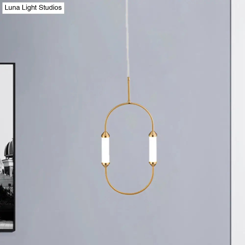 Gold Led Oval Pendant Lamp For Bedside Or Ceiling - 19.5’’/20.5’’/25’’ With Acrylic