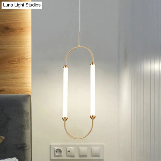 Gold Led Oval Pendant Lamp For Bedside Or Ceiling - 19.5’’/20.5’’/25’’ With Acrylic