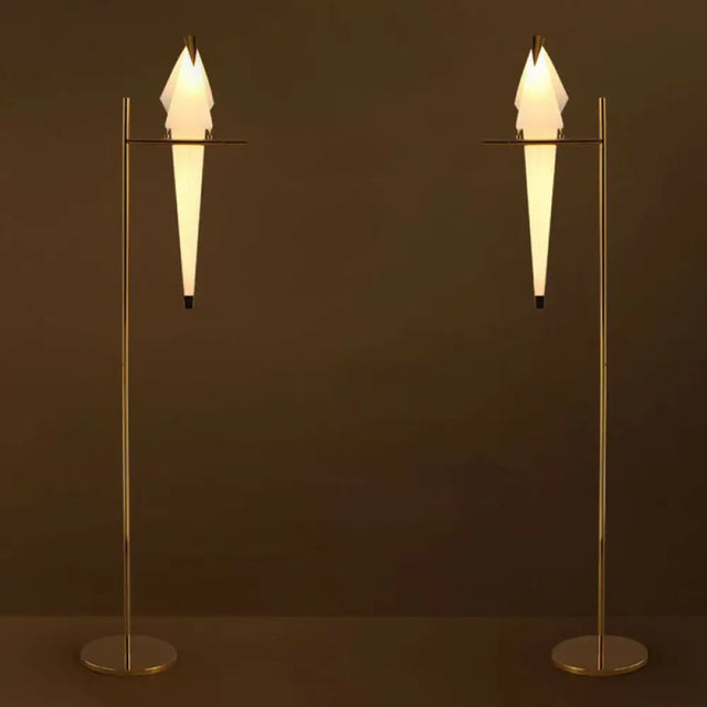 Gold Led Paper Crane Floor Light: Art Deco Acrylic Living Room Standing Lamp