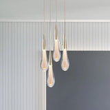 Gold Led Pendant Light: Clear Crystal Glass Waterdrop Suspension Lamp For Dining Room Décor /