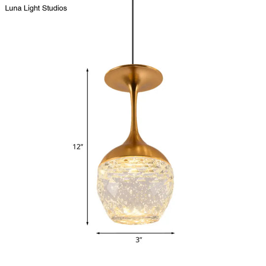 Gold Led Suspension Light: Bottle/Wine Cup Water Crystal Ceiling Pendant For Dining Table Décor