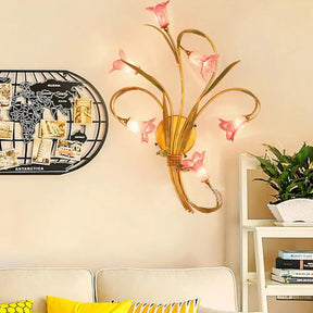 Gold Lily 6-Head Metal Sconce Lamp For Romantic Living Room Lighting