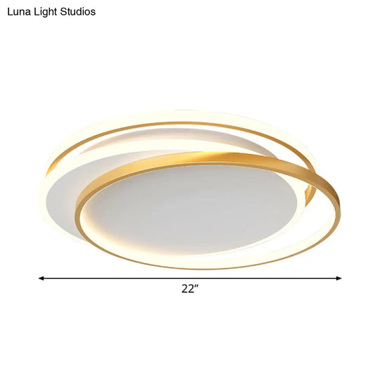 Gold Loop Ceiling Flush Light - Simplicity Acrylic Led Mount Lighting In Warm/White 18’/22’ Wide