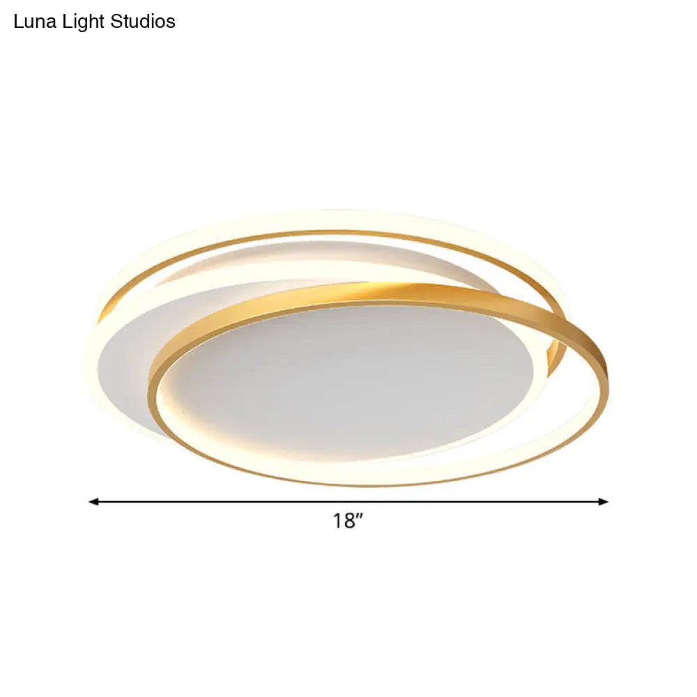 Gold Loop Ceiling Flush Light - Simplicity Acrylic Led Mount Lighting In Warm/White 18/22 Wide