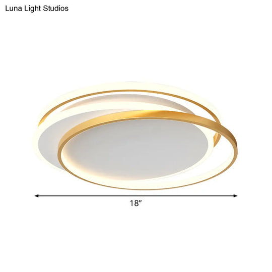 Gold Loop Ceiling Flush Light - Simplicity Acrylic Led Mount Lighting In Warm/White 18/22 Wide