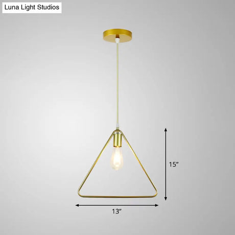 Gold Metal Cage Pendant Ceiling Light - Nordic Design 1 Bulb Dining Room Suspension