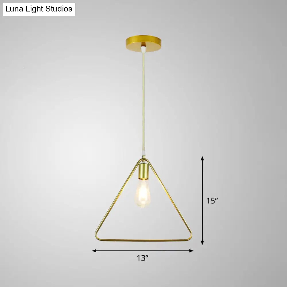 Nordic Metal Pendant Ceiling Light - Gold Cage Frame Design With 1 Bulb Ideal For Dining Room