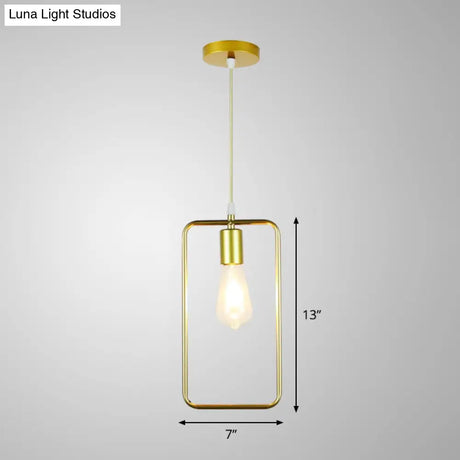 Gold Metal Cage Pendant Ceiling Light - Nordic Design 1 Bulb Dining Room Suspension