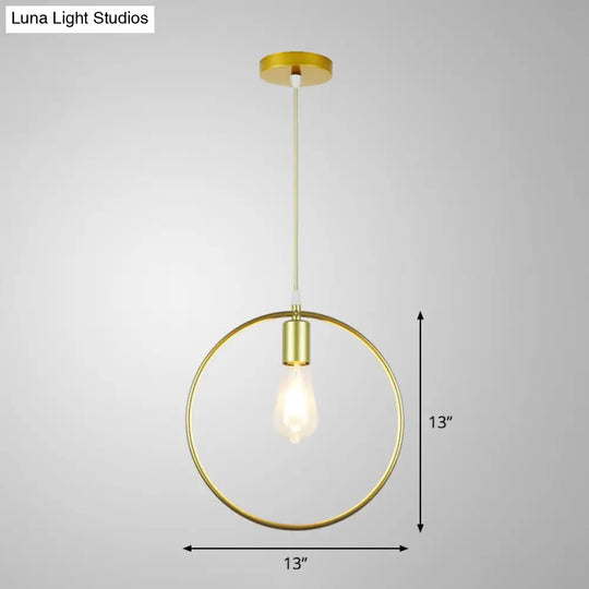 Nordic Metal Pendant Ceiling Light - Gold Cage Frame Design With 1 Bulb Ideal For Dining Room