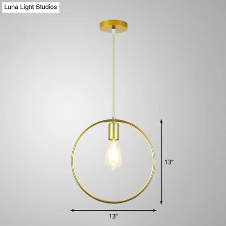 Gold Metal Cage Pendant Ceiling Light - Nordic Design 1 Bulb Dining Room Suspension
