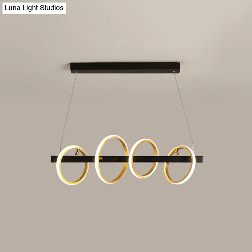 Gold Metal Ceiling Pendant With Simple Circles Design - 4/5 Heads Warm/White Light For Dining Room