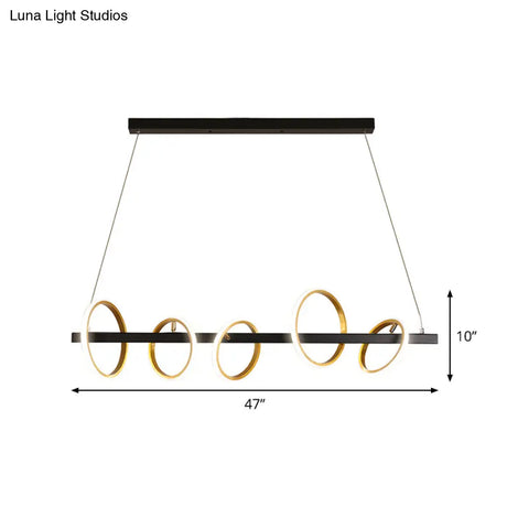 Gold Metal Ceiling Pendant With Simple Circles Design - 4/5 Heads Warm/White Light For Dining Room