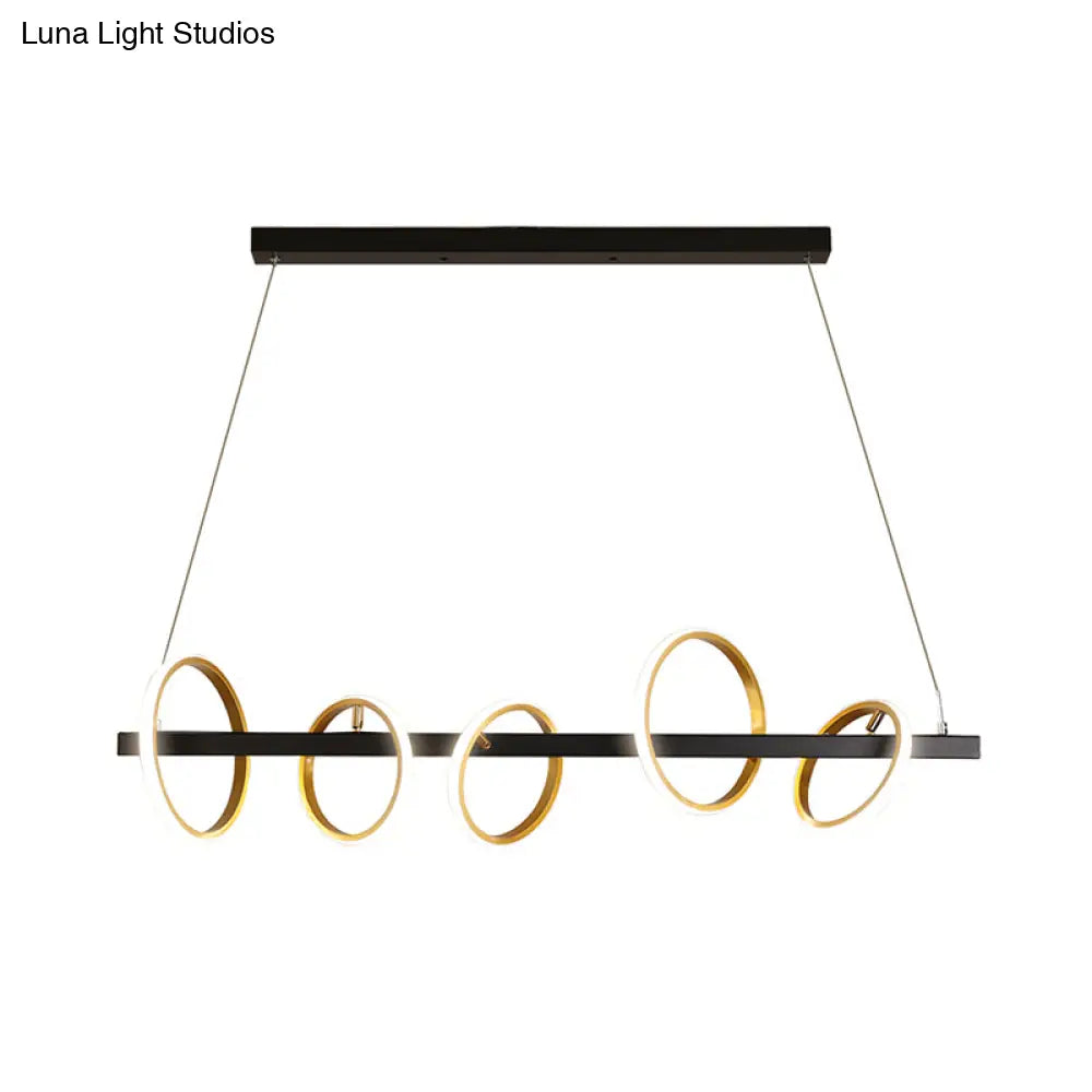 Gold Metal Ceiling Pendant With Simple Circles Design - 4/5 Heads Warm/White Light For Dining Room