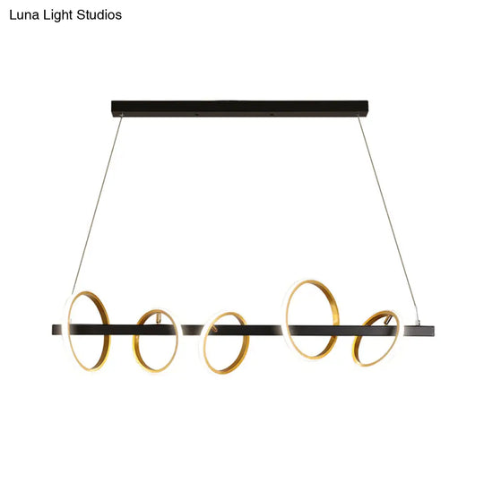 Gold Metal Ceiling Pendant With Simple Circles Design - 4/5 Heads Warm/White Light For Dining Room