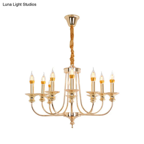 Gold Metal Chandelier With 10 Classic Lights - Dining Room Pendant Lighting