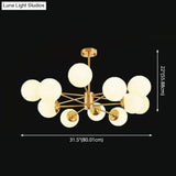 Gold Metal Hanging Chandelier With Opal Glass Shade For Bedroom