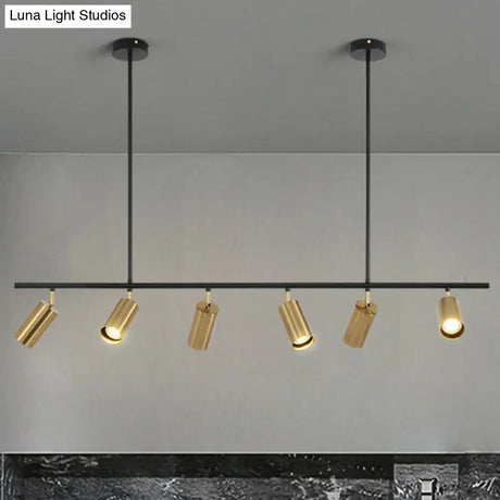 Gold Metal Island Ceiling Light - Postmodern Electroplated Tube Spotlight For Dining Room