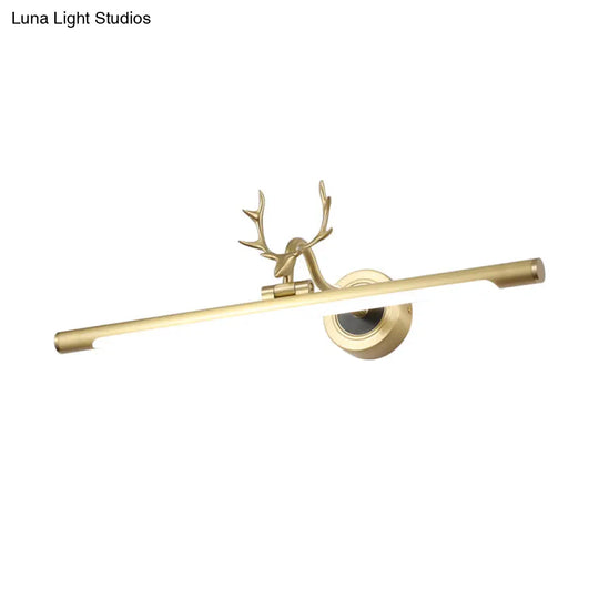 Gold Metal Led Bathroom Vanity Light With Antler Deco