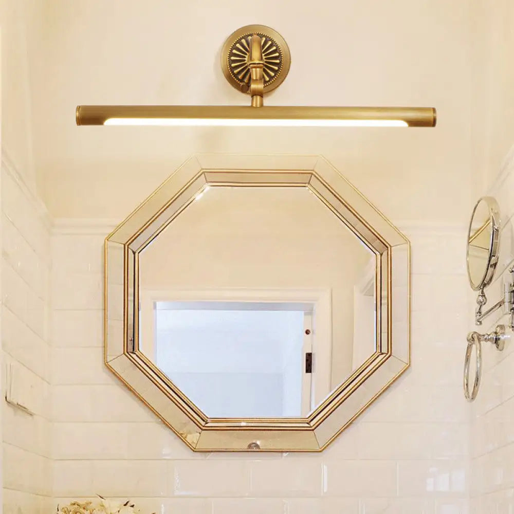 Gold Metal Led Vanity Sconce For Powder Room Wall Lighting With Stick Shape And Simplicity Design