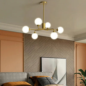 Gold Metal Sputnik Pendant Lighting With White Glass Shades - Modernize Your Living Room 6/9/12