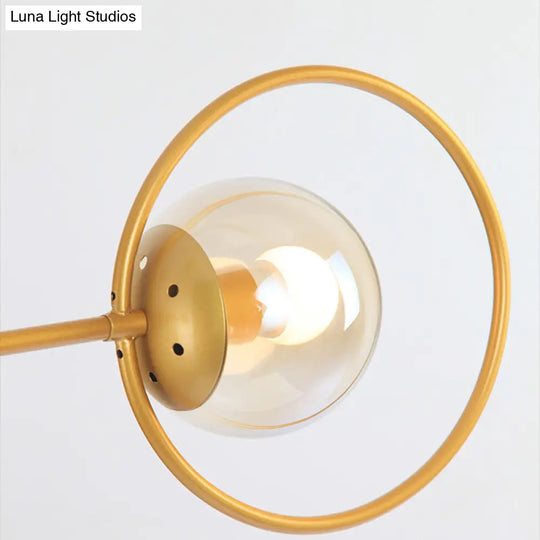 Gold Metal Suspension Chandelier For Villa - Simple Stacked Design With Multi-Head And Ring
