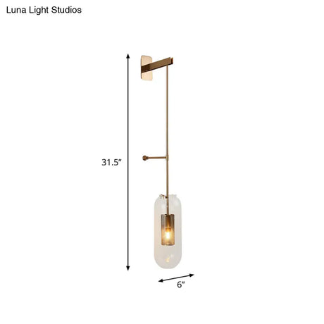 Gold Metal Wall Lamp With Postmodern Design And 1 Light For Living Rooms