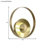 Gold Metal Wall Sconce: Circular Colony Light Fixture For Living Room