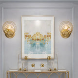 Gold Metallic Circular Ripple Glass Wall Light For Modern Living Room - 1/2 Fixture 1 /