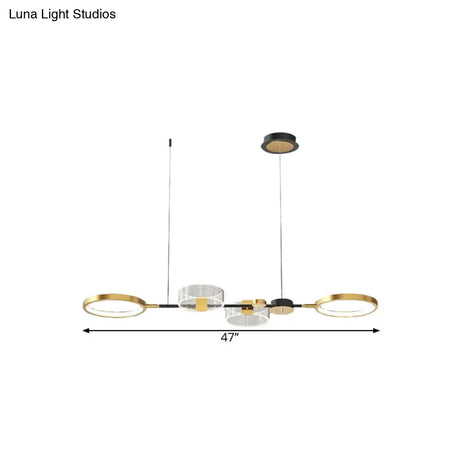 Gold Metallic Led Modern Pendant Light Fixture For Island With Circular Design